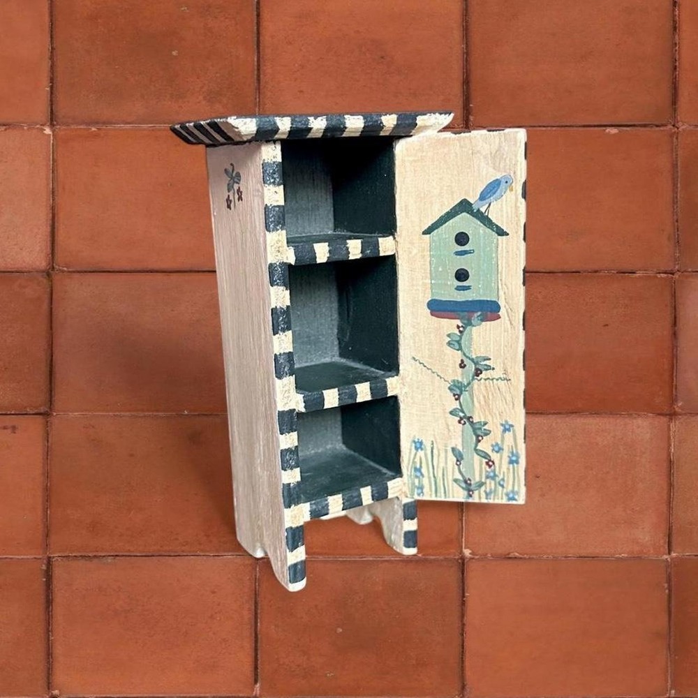Hand Painted Birdhouse Miniature Trinket Shelf